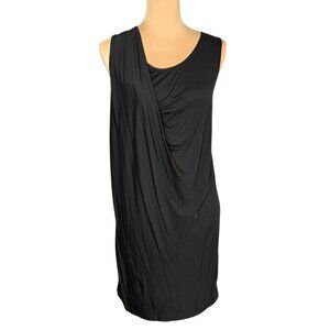 VINCE Sleeveless Asymmetrical Mini Dress Sz.M Black Draped Neck Minimalist